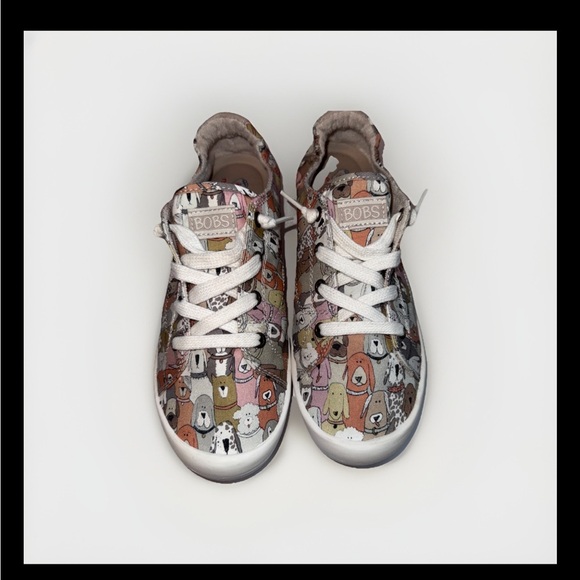 BOBS by Skechers Memory Foam Women’s Size 9.5 Multicolor Dog Pattern Sneakers - Picture 1 of 6